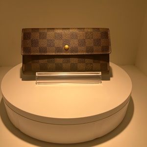 Authentic LV Damier Ebene Trifold Long Wallet